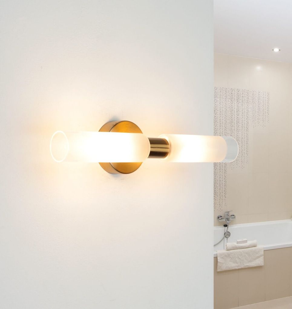 Spiegelleuchte Bad in Messing Wandlampe Produktbild 