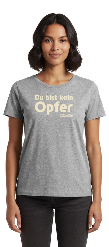 Spreadshirt Stromberg Mit Spruch Du Bist Kein Opfer Frauen Premium T-Shirt, XXL, Grau meliert