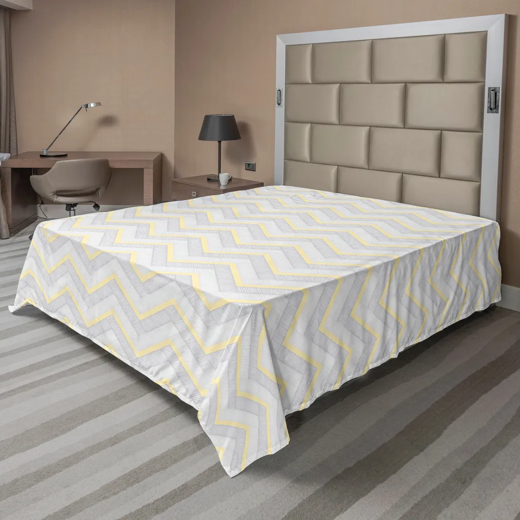 Lenzuolo ABAKUHAUS 260x228 cm Zig Zag Vintage Giallo Grigio