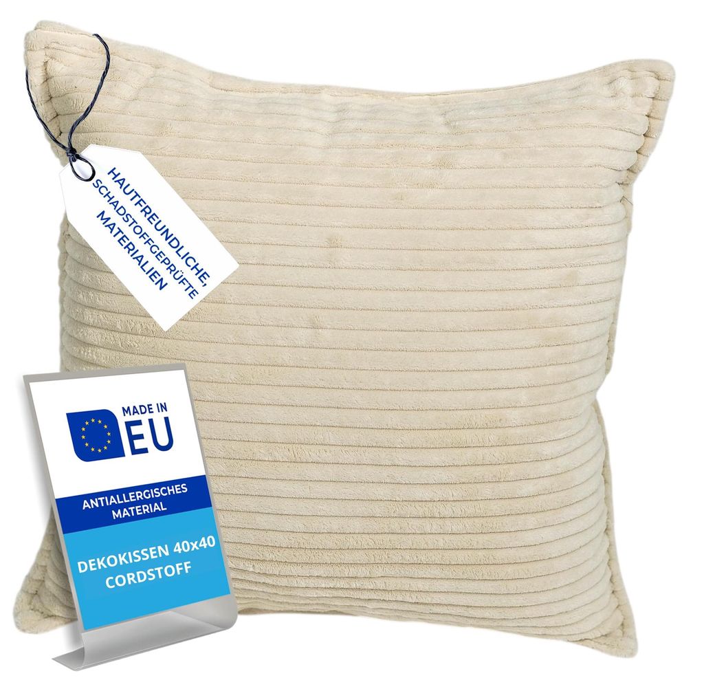 Pillows24 – Dekokissen 40x40 aus Cord | Weiches Zierkissen Produktbild 
