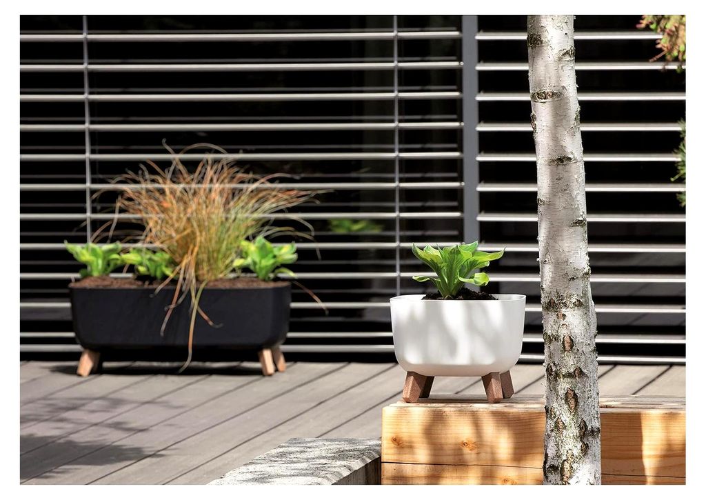 Gracia Square Blumentopf mit abnehmbaren Beinen inkl. Einsatz für Innen- und Außenbereich Pflanzgefäß Quadratisch Kunststoff UV-beständig 24x2...