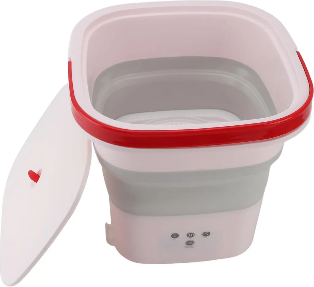 Mini machine à laver pliable 5L automatique avec lumière bleue - Rose