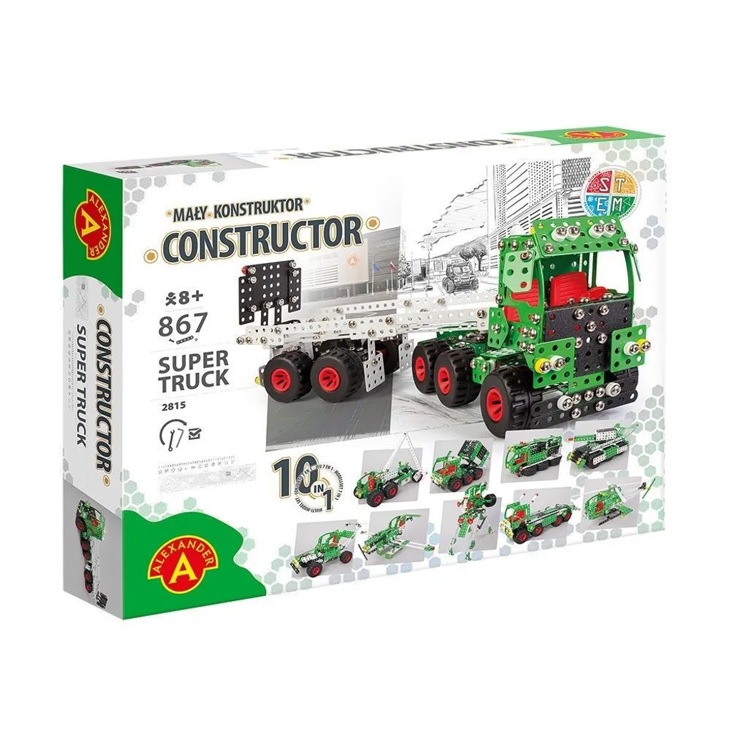Jeu de Construction Métallique Super Truck 10en1 avec 867 Pièces à Monter