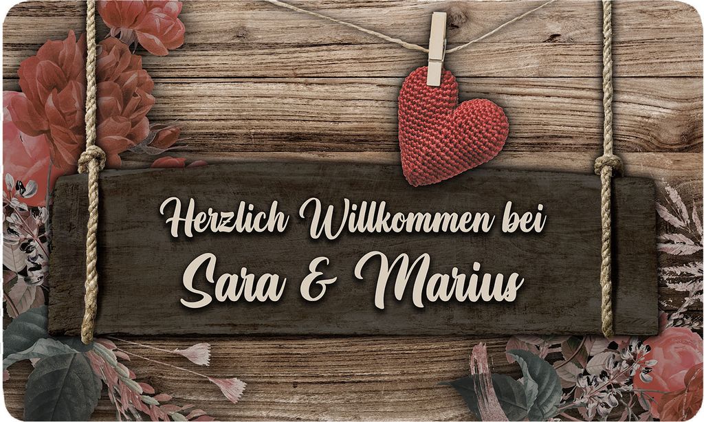 PERSONALISIERTE Fußmatte, Lustiger Fußabstreifer, Waschbarer Fußabtreter für Innen und Außen, vor der Tür, ins Haus, zum Auto, Motiv Holz Taf...