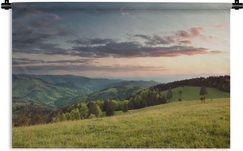 MuchoWow Wandteppich Wandbehang Blick auf den Schwarzwald in Deutschland mit farbigem Himmel 60x40 cm Tapisserie Dekoration Wandtuch - Wanddekora...