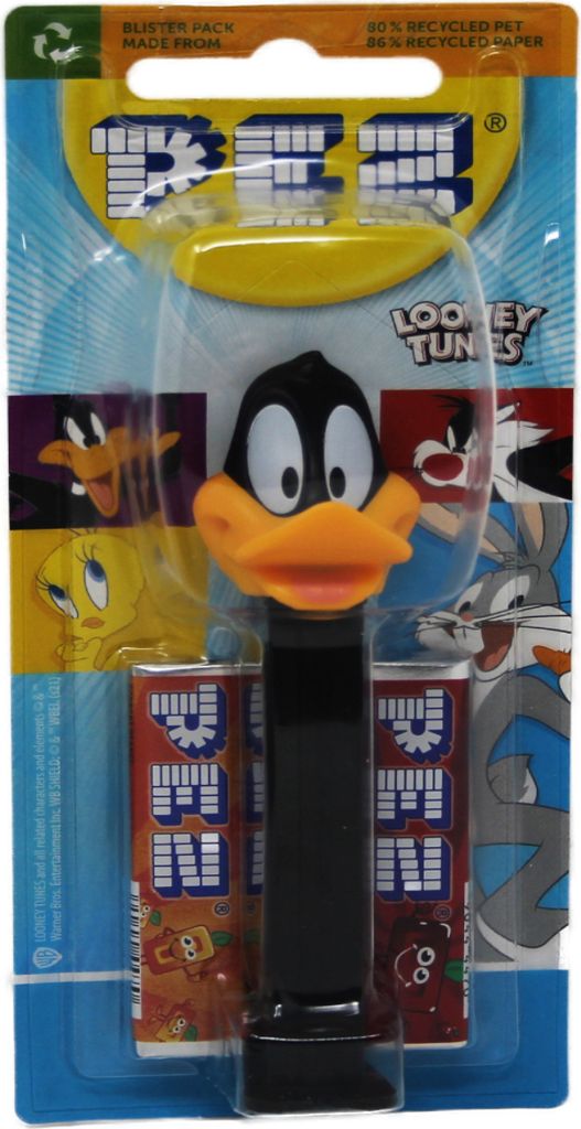 Pez Duffy Duck Figur mit schwarzem Fuß und süßen Bonbons Produktbild 1