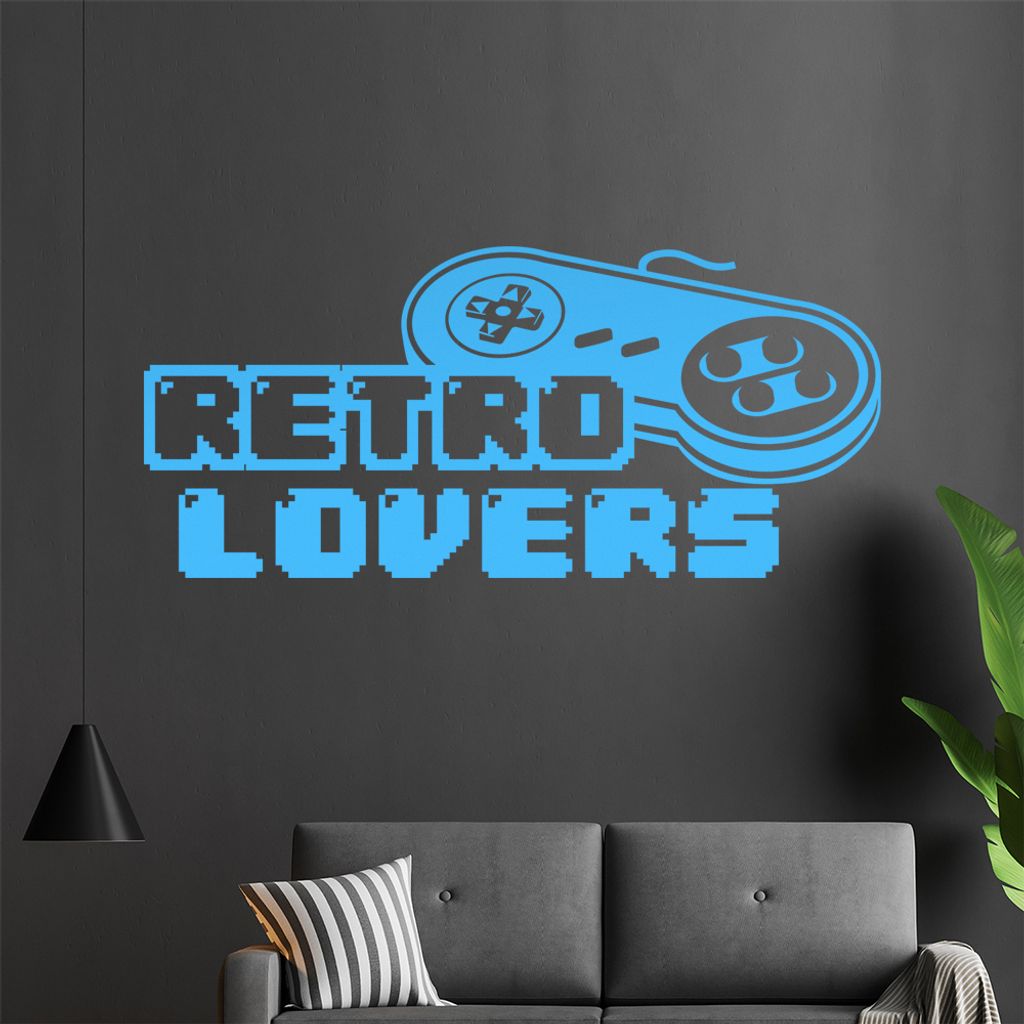 KIWISTAR Retro Lovers Controller - Vintage Oldschool Pixel Game Kindheit Wandtattoo in 6 Größen - Wandaufkleber Wall Sticker - Dekoration, Küche...