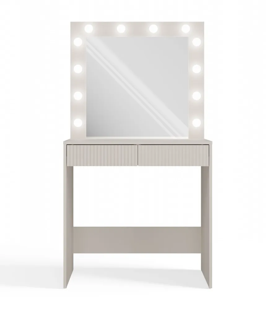 Table de toilette ROMERA cachemire avec miroir et éclairage LED chic