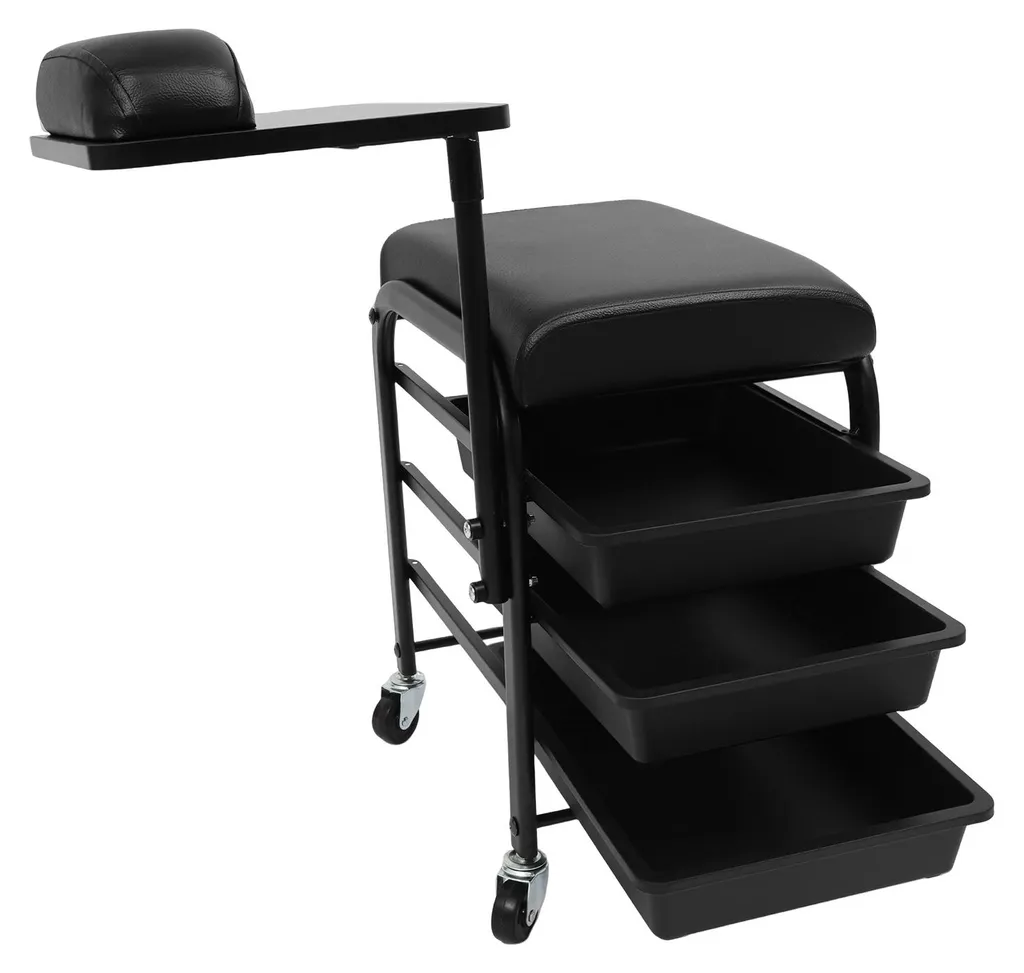 Chariot de manucure noir à 3 tiroirs - Nagelwagen design pour salon