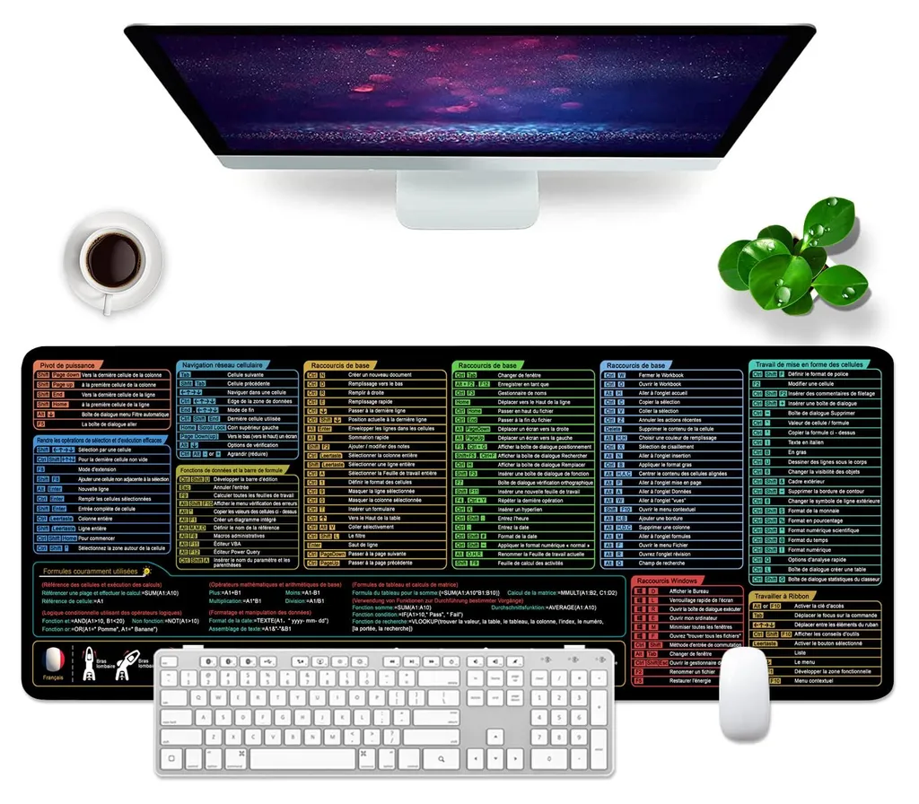 Sous-main de bureau Excel grand format 80x30cm idéal pour le travail