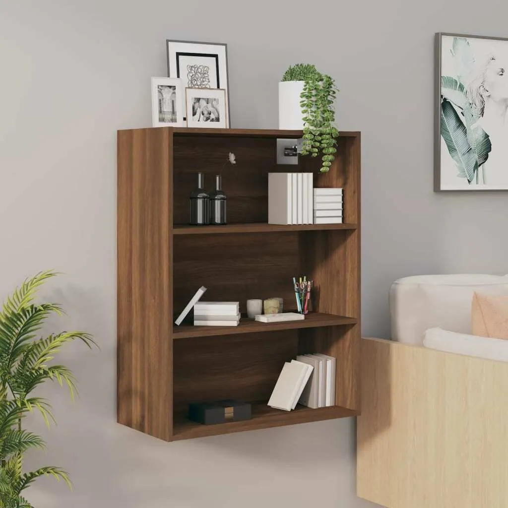 The Living Store Parete attrezzata in rovere marrone 69,5x32,5x90 cm