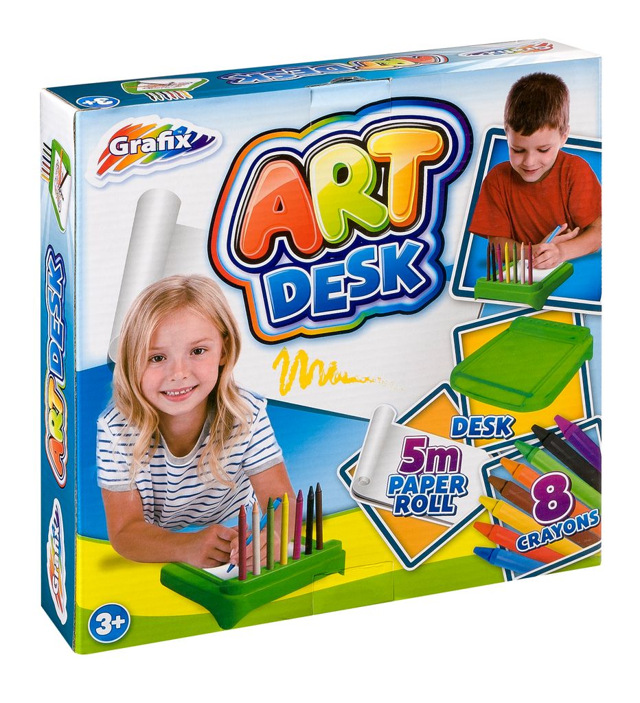 Große Kinder Maltafel mit 5 Meter Rollpapier und Wachsmalstiften Set zum Malen und Zeichnen