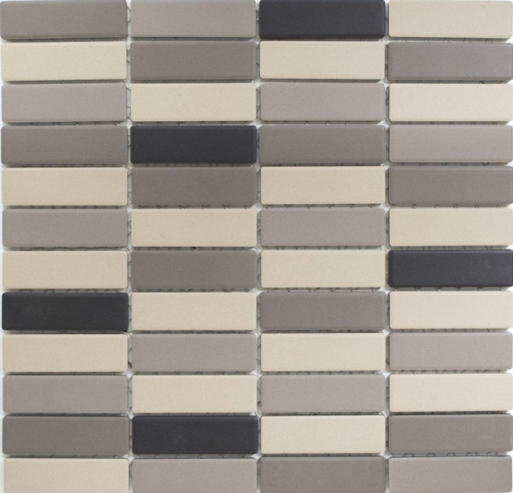 Mosaikfliese Keramik hellbeige grau Stäbchen unglasiert Duschtasse Bodenfliese MOS24B-0208-R10_f