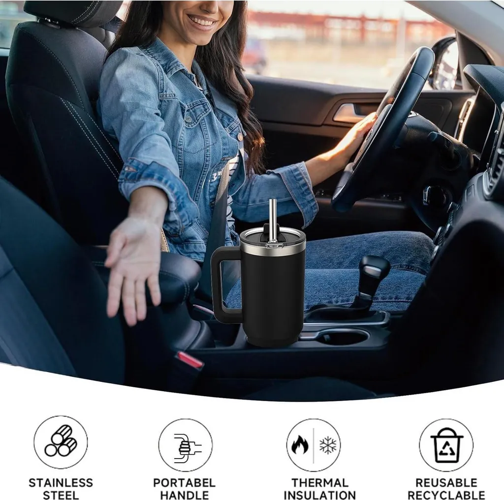 Tazza Termica Da 40 Oz – Borraccia Isolata Per Bevande Calde E Fredde, Ideale Per Ufficio, Viaggi E Sport - 3