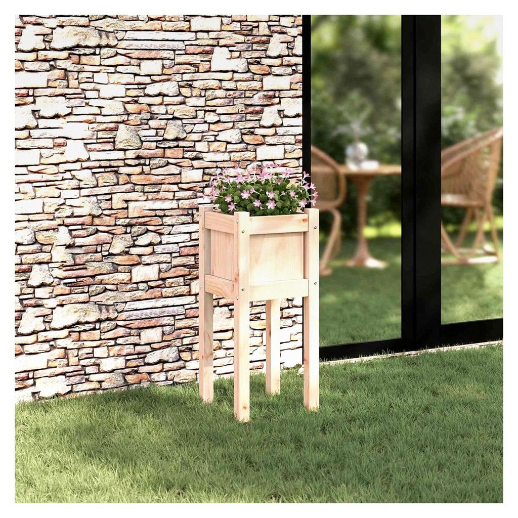 Pflanzkübel für den Garten, Natur, 31 x 31 x 70 cm, Kiefernholz, massiv, Blumenkasten, Hochbeet, Pflanzkübel für Blumen, Sukkulenten, Terrasse,...
