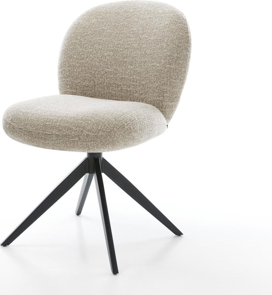 DELIFE Drehstuhl Nube-Flex Webstoff Soft Beige Kreuzgestell breit Schwarz 360° drehbar Wippfunktion Taschenfederkern