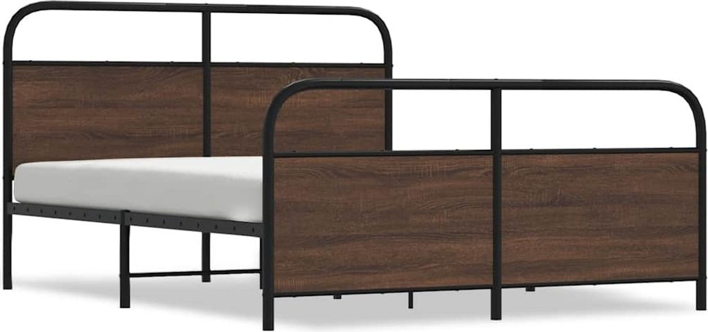 (Robust Möbel)Metallbett Modernes/Doppelbett - Polsterbett Erwachsene/r /Kind - ohne Matratze - Braun Eichen-Optik 160x200cm - Klassische Bett...