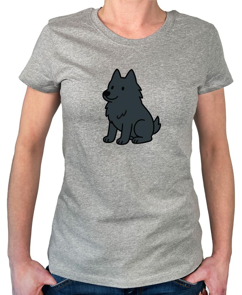 Huuraa Damen T-Shirt Schipperke Comic Schippi S Sport Grey Bio Baumwolle Fairtrade Damenshirt Geschenkidee