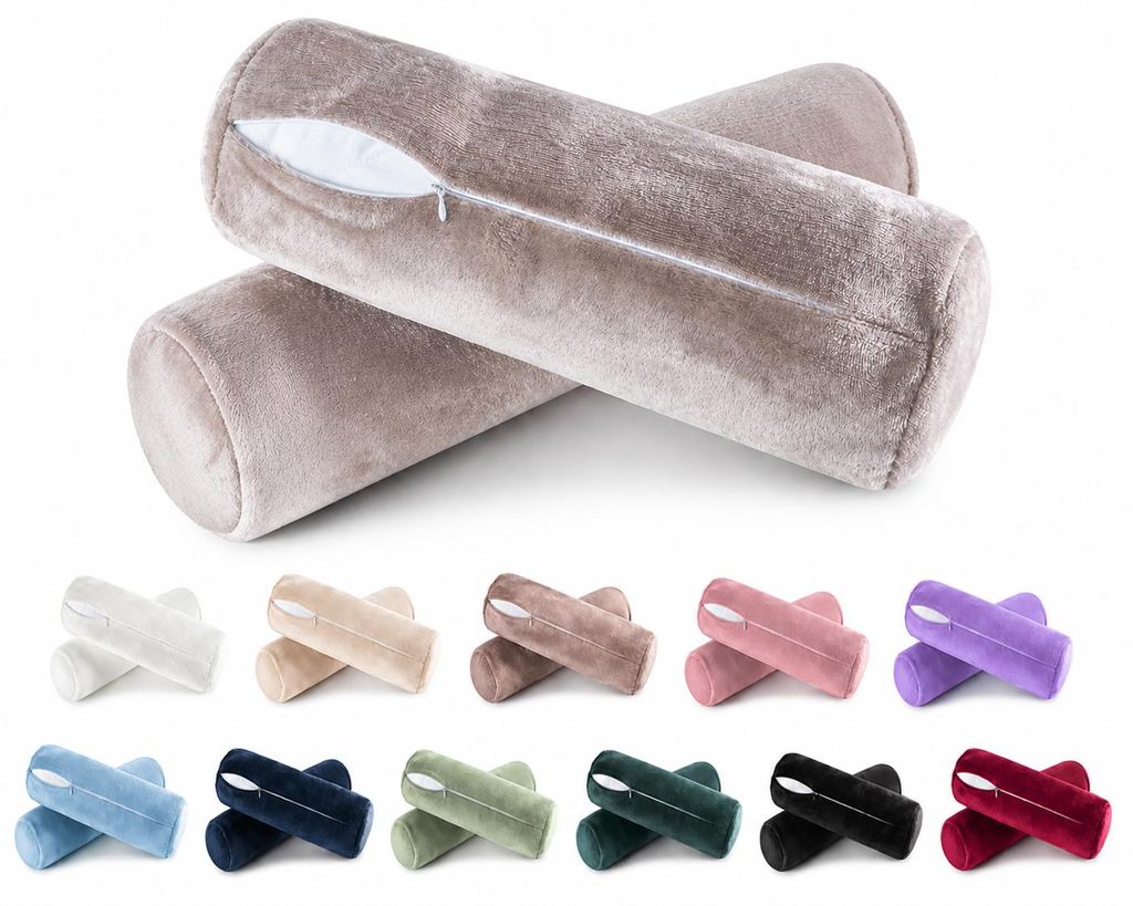 Nackenrollen Bezug 2er Set 15x40 cm – Nackenmassagekissen Produktbild  KI-generiertes Bild