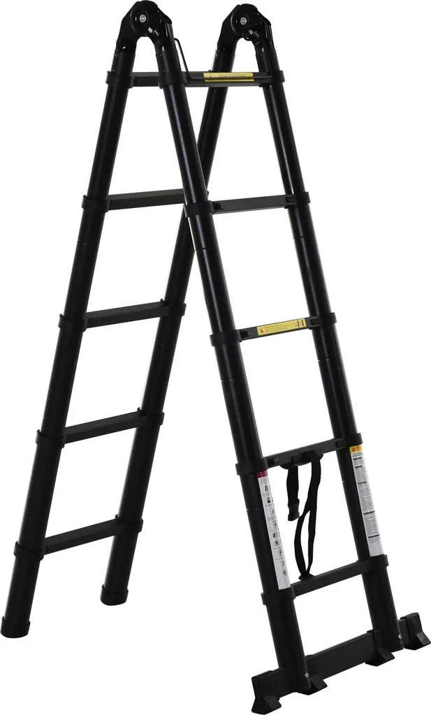 Échelle télescopique multifonctionnelle 3,8m pliable en A aluminium noir