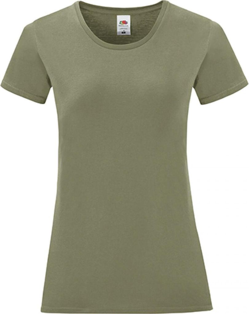 Fruit of the Loom 61-432-0 | Damen Iconic T, 100% gekämmte, ringgesponnene Baumwolle - Farbe: Classic Olive - Größe: XS