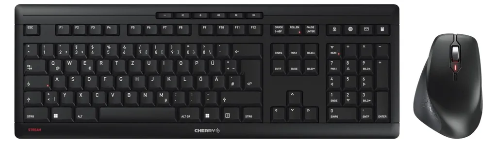Pack Clavier Ciseaux Cherry STREAM DESKTOP COMFORT Sans Fil QWERTZ Noir