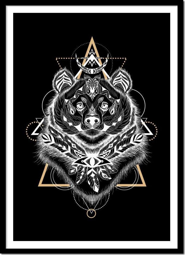 BILDPOSTER IM RAHMEN Geschenk Bär TOTEMIC ANIMALS P2607_43x53