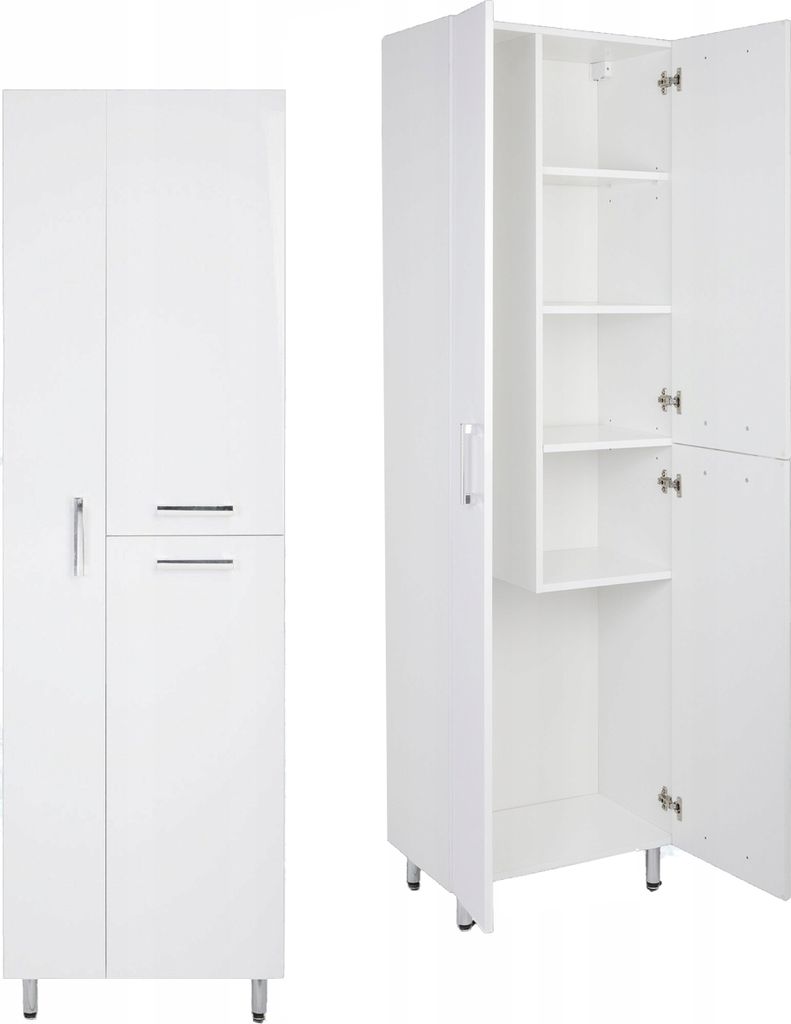 Biały Słupek łazienkowy na mop 55x35x180 Regulowane nogi Zdjęcie produktu 
