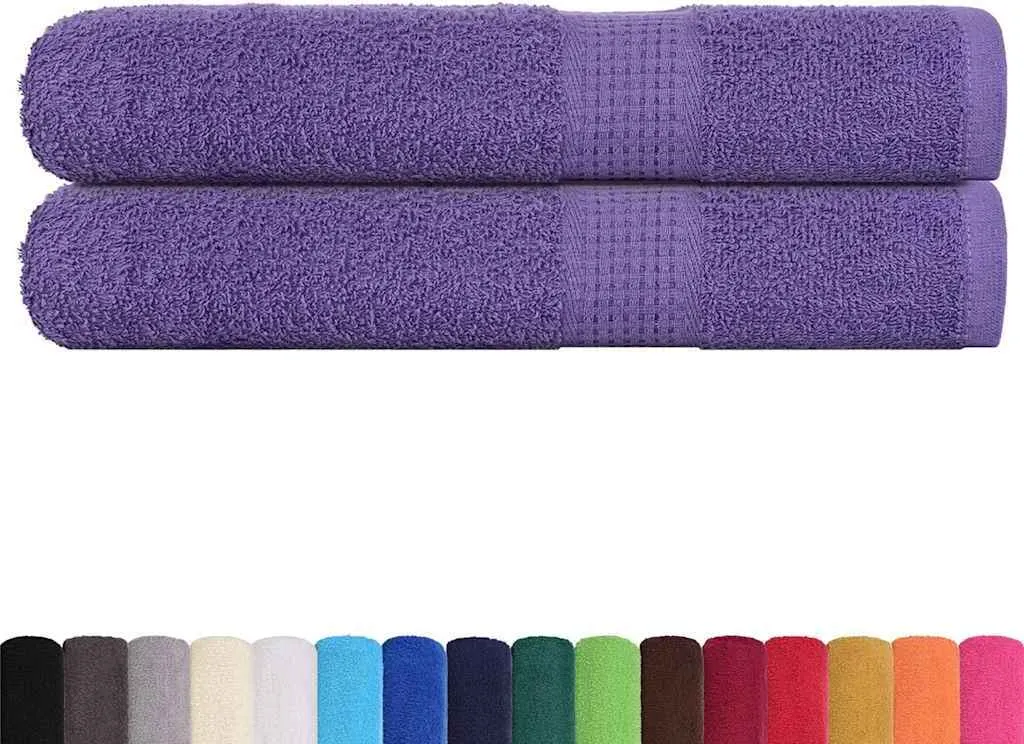 Set 2 Asciugamani vidaXL FROGN Viola 100x200 cm in 100% Cotone Morbido