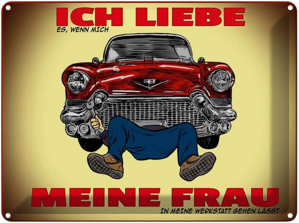 vianmo Blechschild 30x40 cm liebe wenn meine Frau Werkstatt