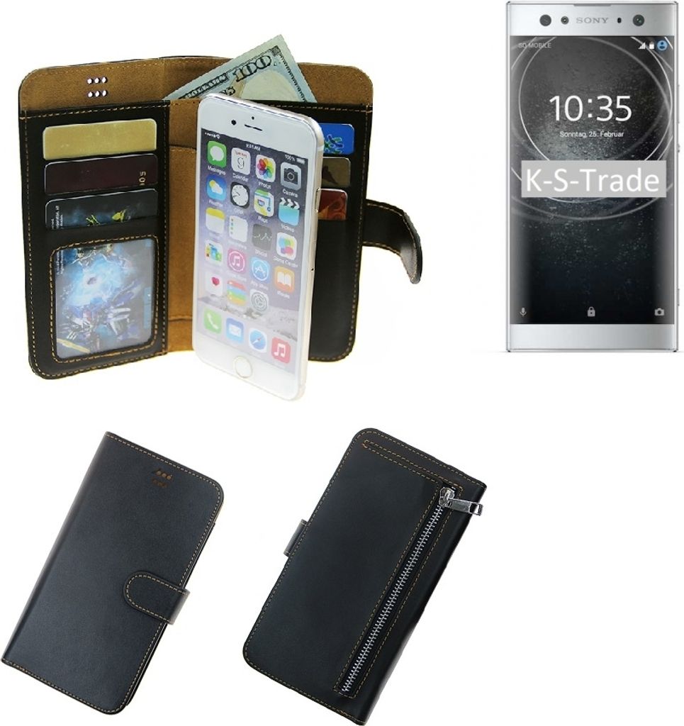 K-S-Trade Schutz Hülle kompatibel mit Sony Xperia XA2 Ultra Klapphülle Case Phone cover Slim Handytasche Handy Hülle schwarz aus Kunstleder (1 Stk)