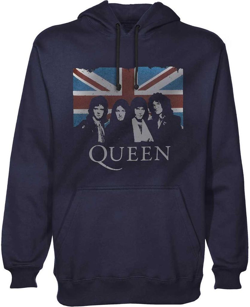 Queen - "Union Jack" Kapuzenpullover für Herren/Damen Uni RO2163 (M) (Marineblau)