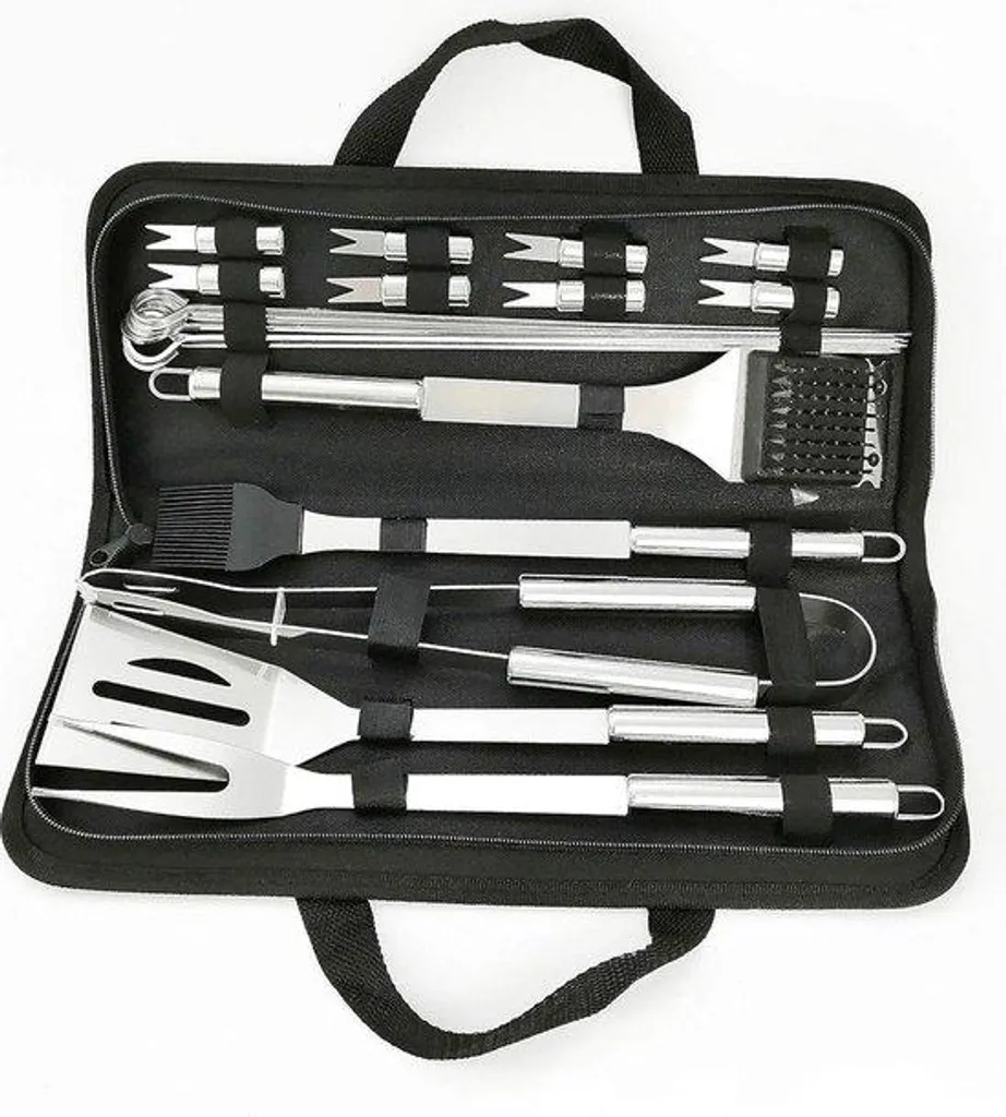 Accessoires Barbecue Inox avec Sac de Transport - Kit de 20 Ustensiles