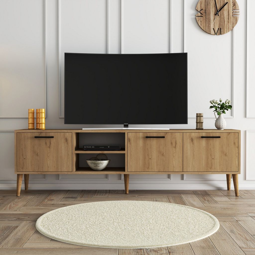 Skye Decor, Exxen - 1587, TV-Schränke, Eiche, Melaminplatte, 180 x 35 x 53 cm