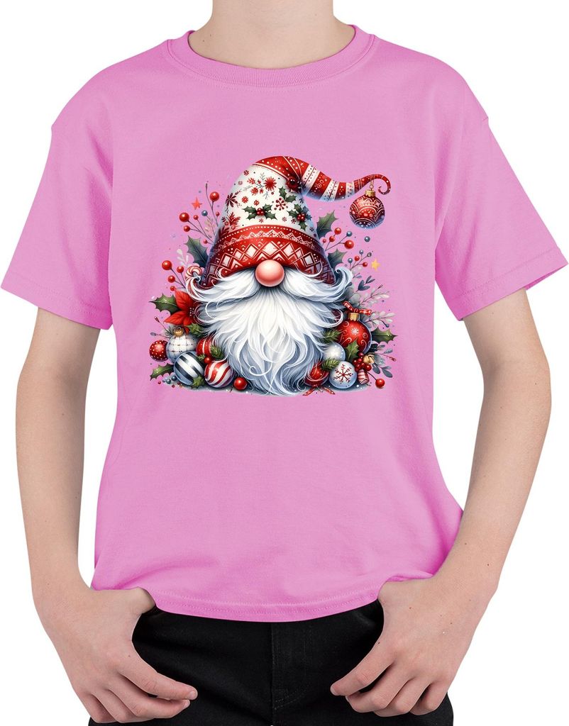Weihnachtswichtel Skandinavien Hut Geschenkidee Zwerg Gnom Wichtel Uni Kinder T-Shirt, Pink, 116