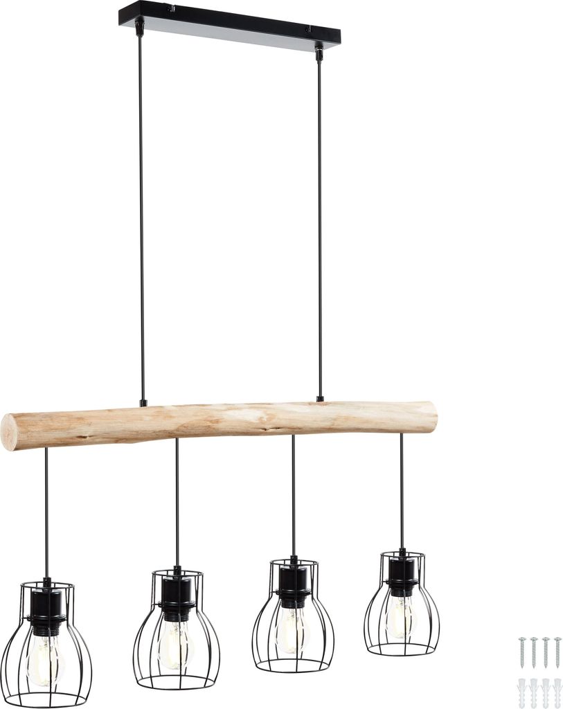 tectake® Pendelleuchte Woody 4-flammig, 4x E27, 40 W 82 x Produktbild 