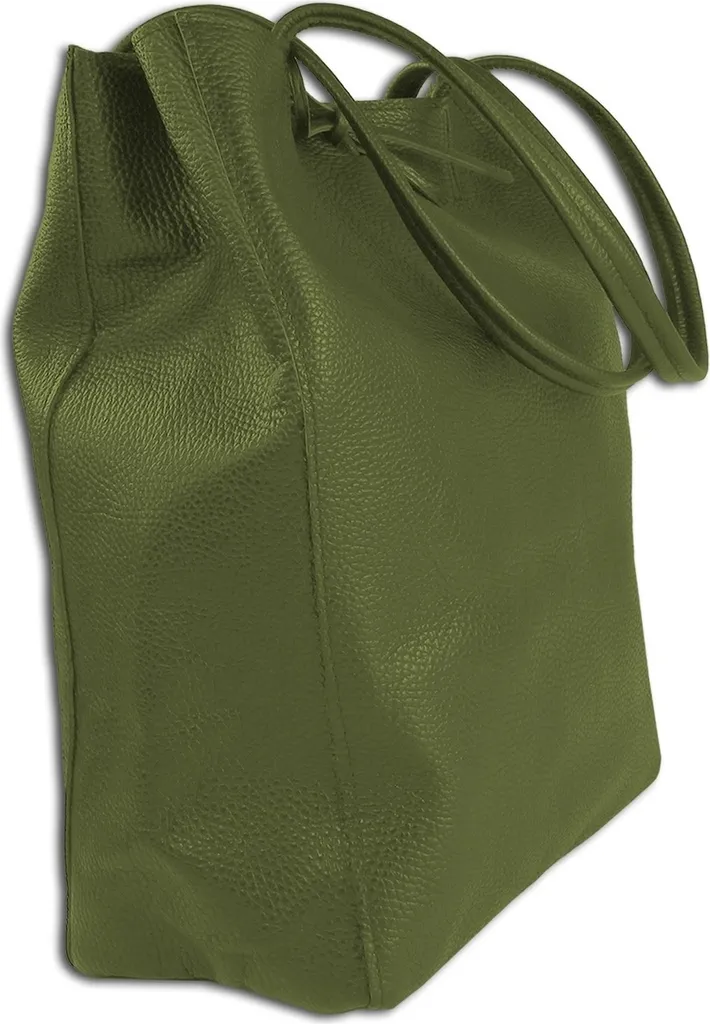 Grand Sac à bandoulière en cuir olive Toscanto : le cabas femme idéal