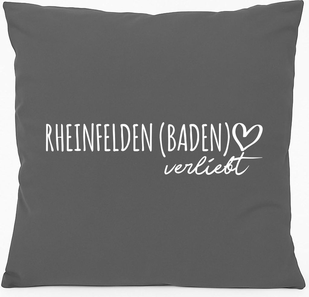 Huuraa Kissen Rheinfelden Baden verliebt 40x40cm mit Füllung Steel Grey Baumwolle Dekokissen Geschenkidee