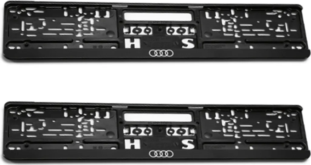 2x Supports Plaque Immatriculation AUDI Premium - Cadre Origine Noir