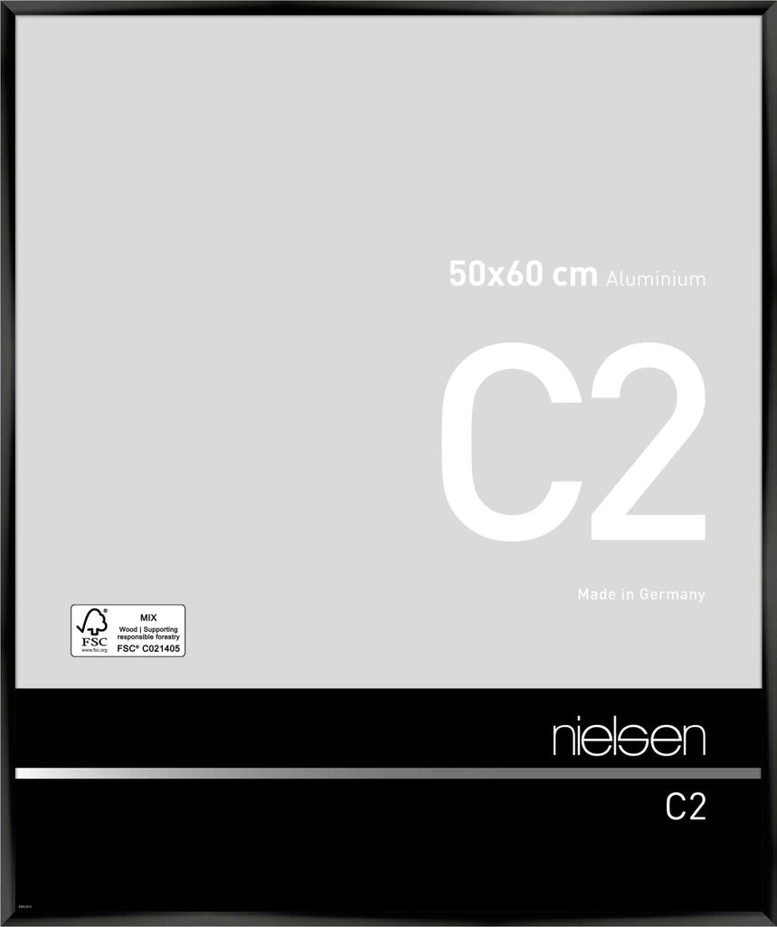 nielsen Aluminium Bilderrahmen C2, 50x60 cm, Eloxal Schwarz Glanz