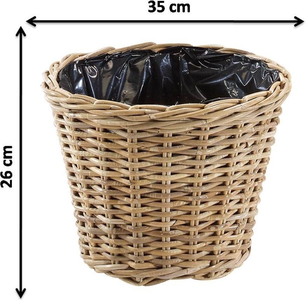 Kobolo Übertopf 26x35 cm mit Folie braun Rattan - Produktbild 2