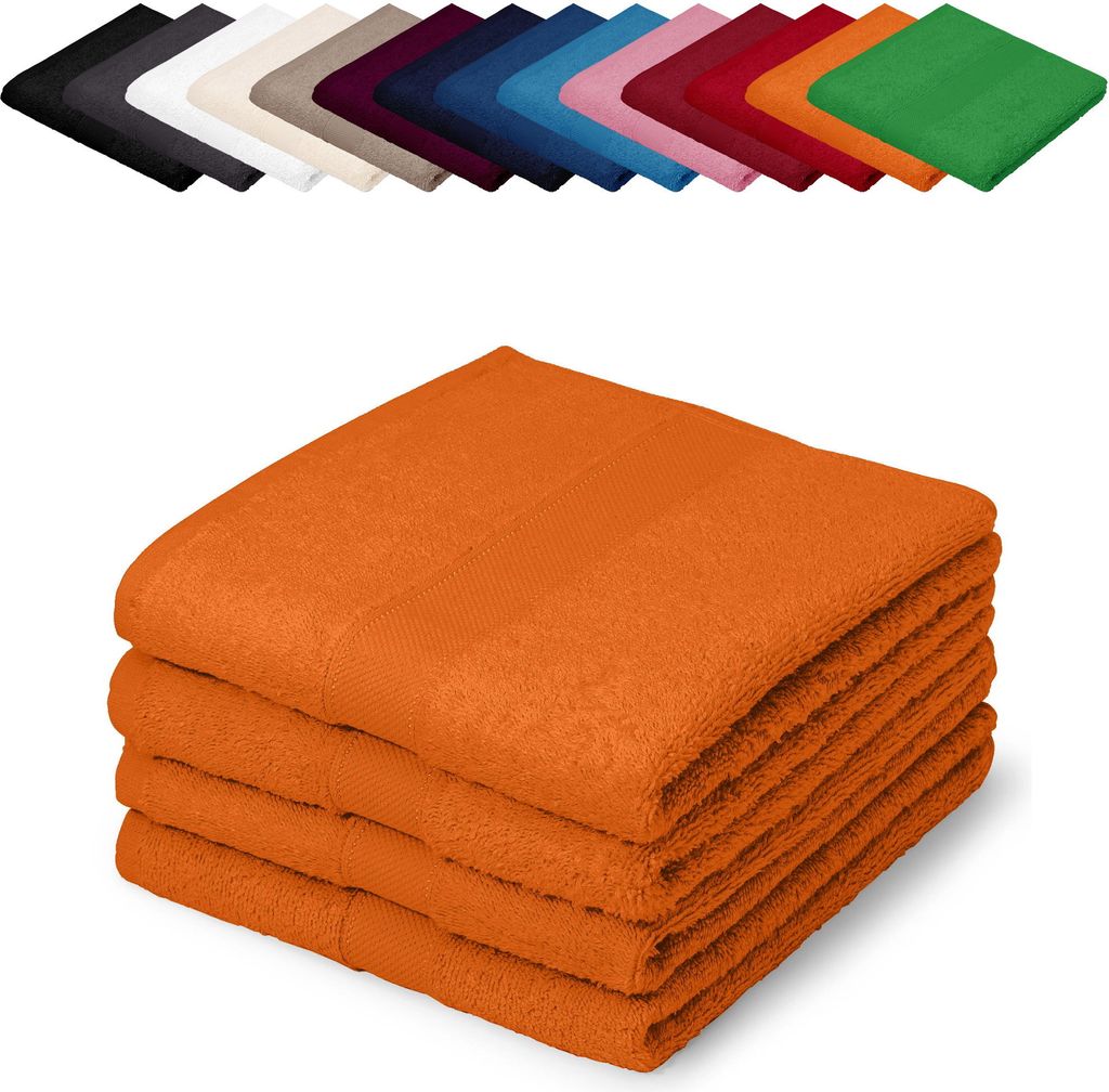 4er PACK Gästetücher 30x50 cm Gästehandtücher Kinderhandtücher Babyhandtücher 100% Baumwolle, Farbe: Orange