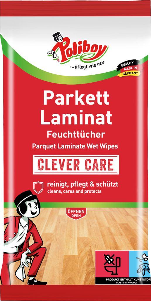 Poliboy Reinigungstücher Parkett Laminat - Inhalt 15 Stück, Reinigung Pflege