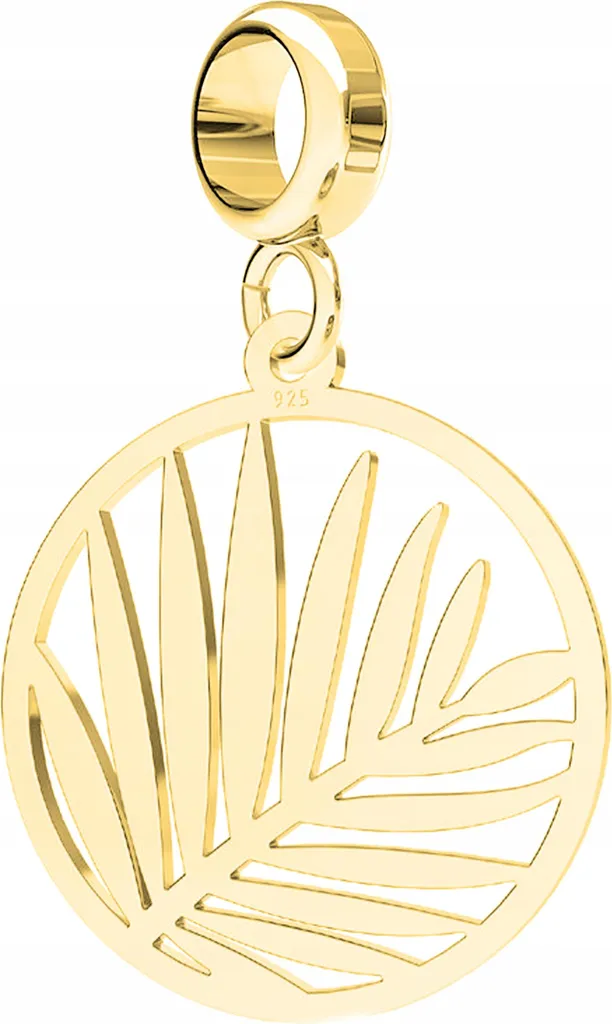 Charm Argento 925 Dorato - Foglia di Palma Circolare Elegante