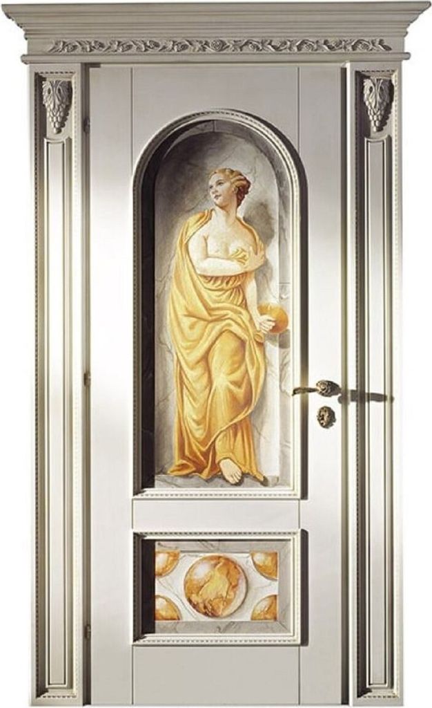 Casa Padrino Luxus Barock Wohnungstür Antik Weiß / Mehrfarbig 141 cm - Italy