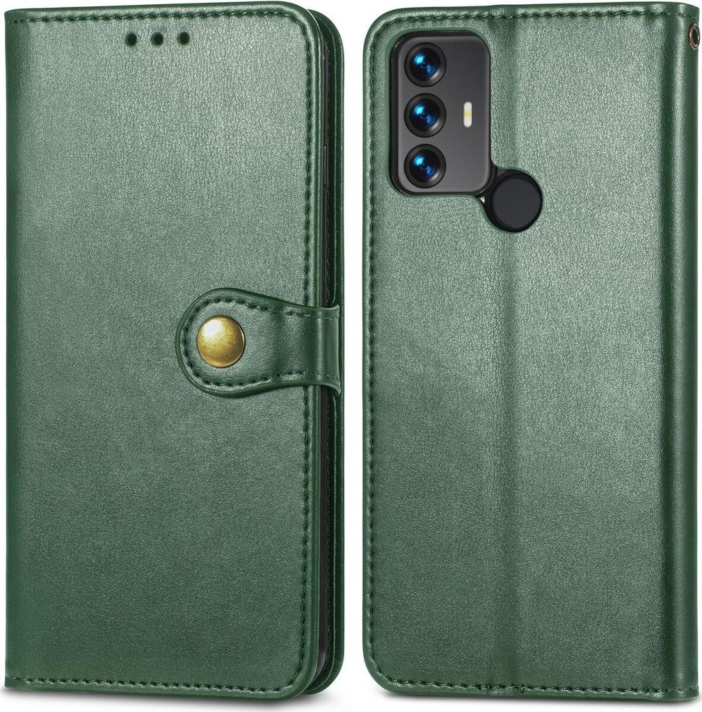 Mobigear Snap Button TCL 30 SE Hülle Klapphülle Geldbörse - Grün