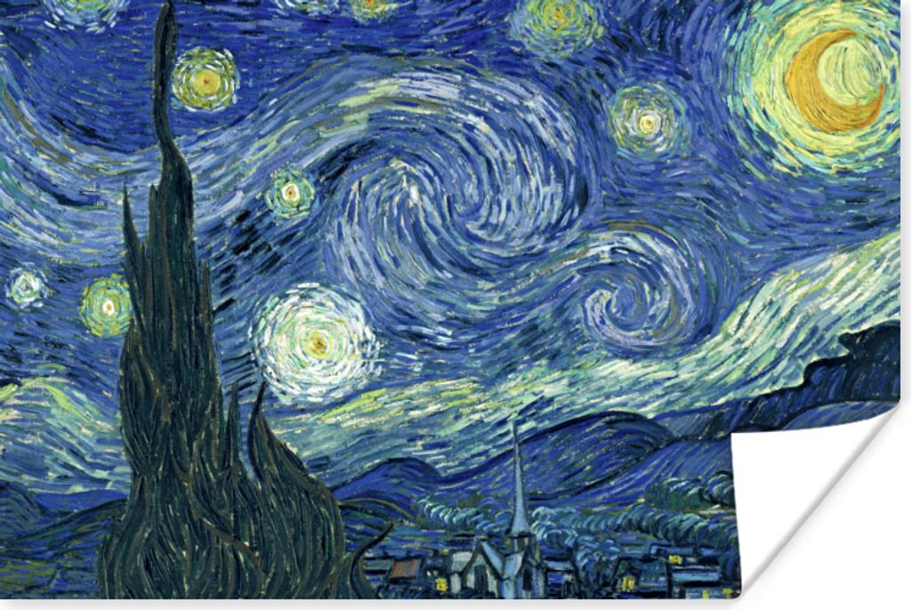MuchoWow Poster Sternennacht - Gemälde - Alte Meister - Vincent van Gogh 90x60 cm - Schlafzimmer