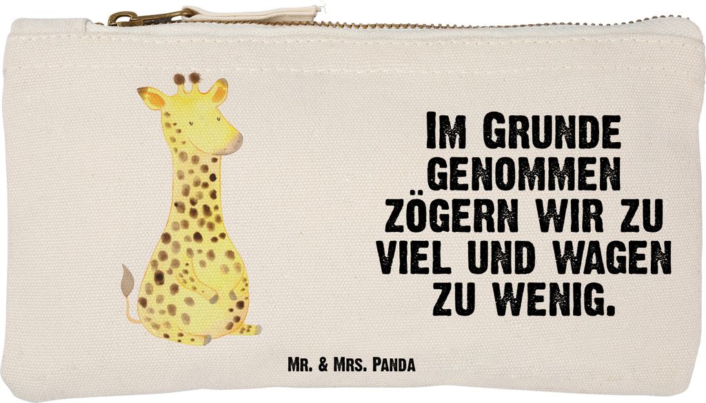 Mr. & Mrs. Panda Kulturbeutel Giraffe Zufrieden Größe S Klein - Weiß - Geschenk, Afrika, Schminktasche, Glück, Kosmetiktasche, Täschchen, Aben...
