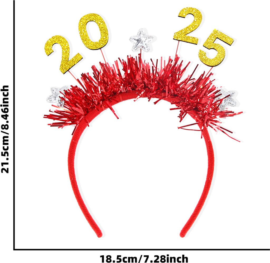Gold 2025 Neujahr Stirnband Party Hochzeit Bühne Kopfschmuck Festliches Kostüm Haarschmuck für Frauen Mädchen