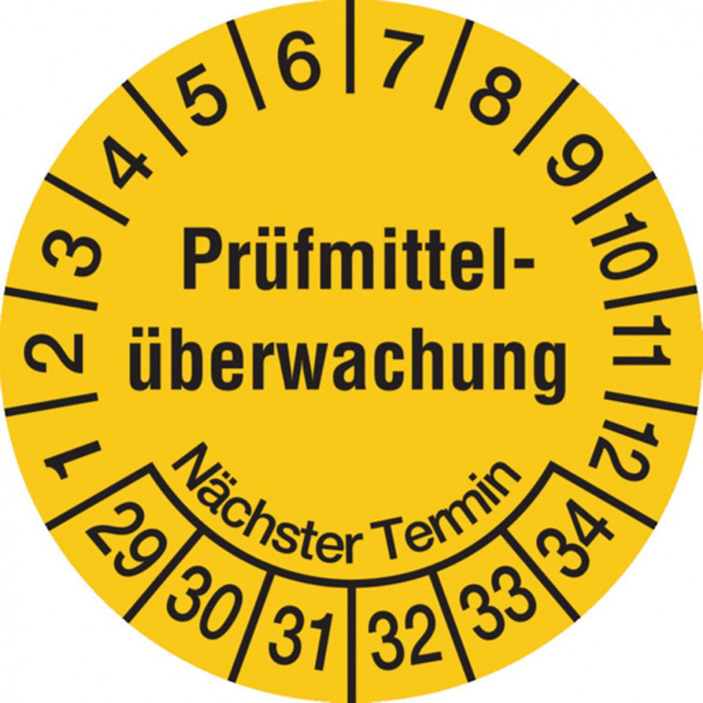 Dreifke Prüfplakette, Prüfmittelüberwachung Nächster Termin, ge - 20 mm Foli...